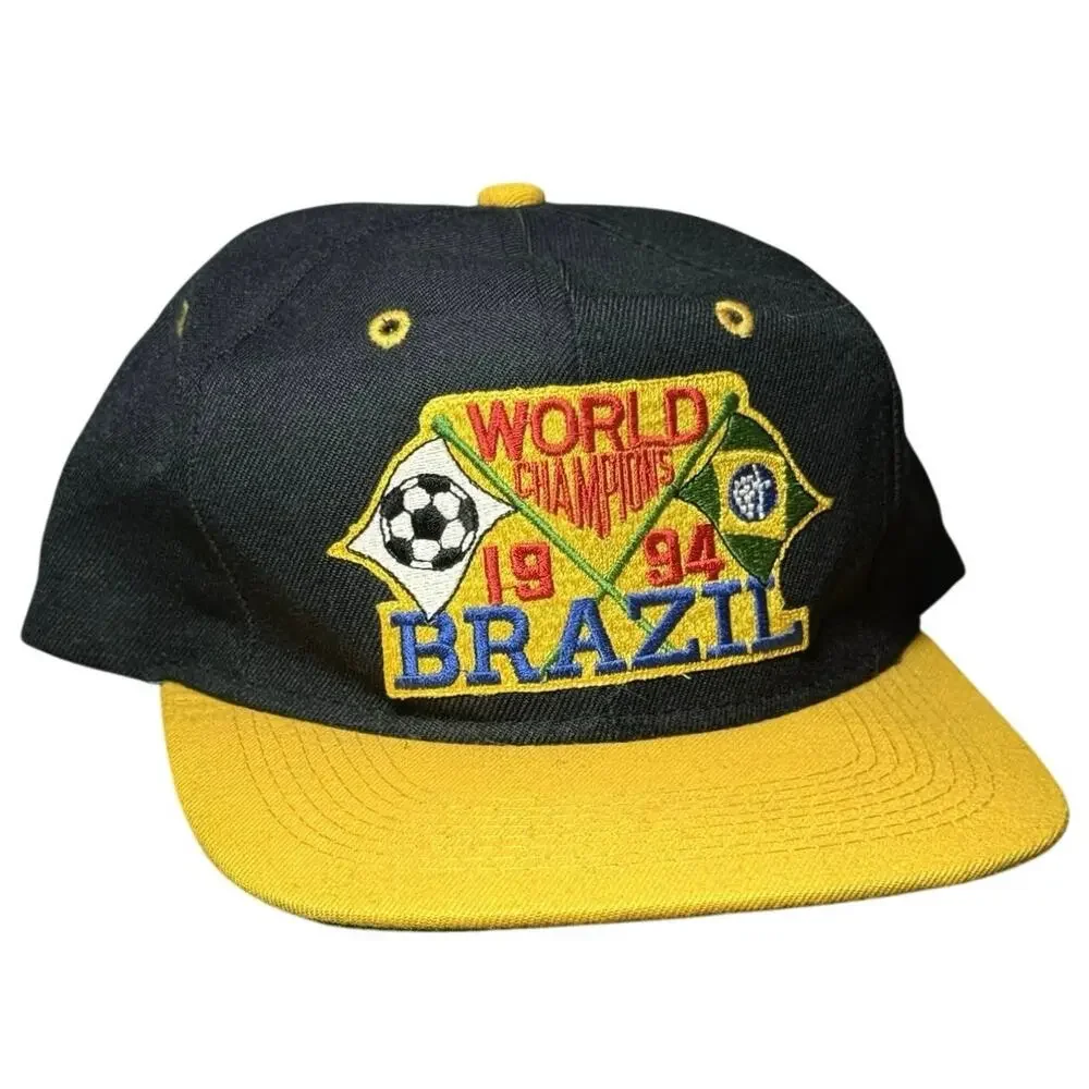 Vintage Headmaster 1994 Brazil World Cup Champions Snapback Hat Green Underbrim